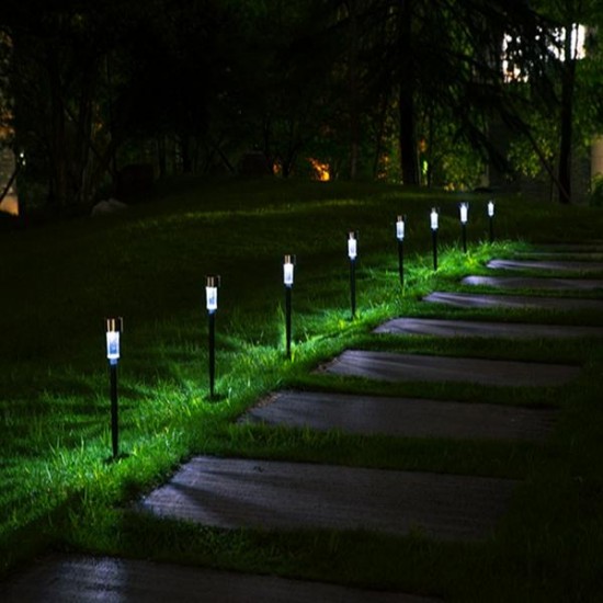 Solar Powered Plastic LED Lawn Light Waterproof Outdoor Garden Landscape Yard Path Lamp