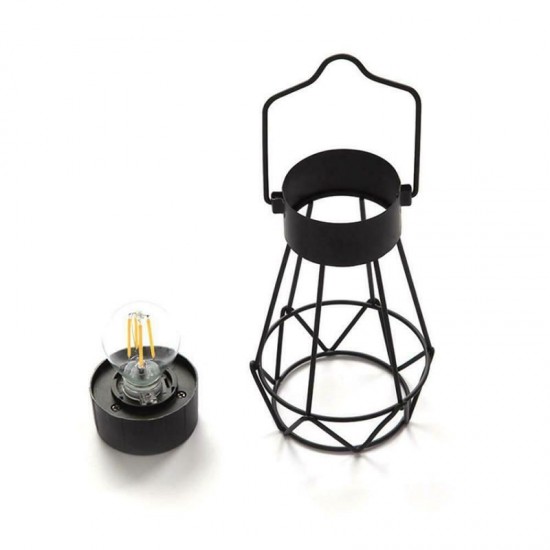 Solar Powered Retro Vintage Hanging Metal Cage Light Outdoor Garden Lantern With Bulb