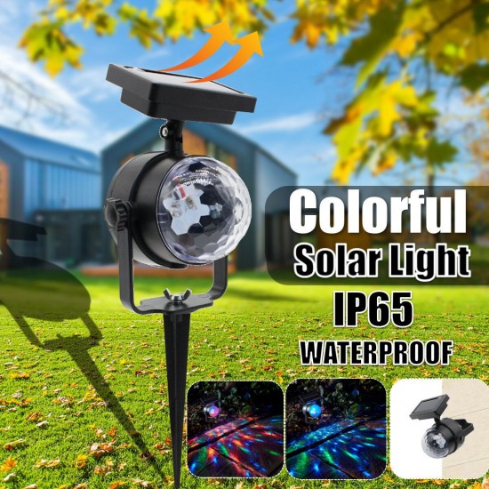 Solar Powered Rotating LED Projection Light Colorful Garden Lawn Lamp Waterproof Outdoor Lighting
