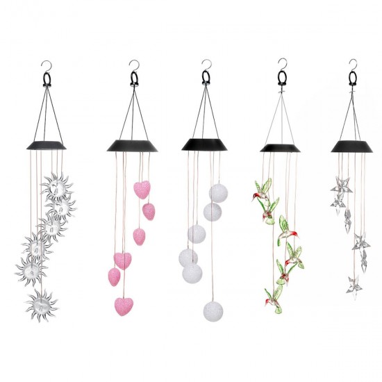 Solar Powered Wind Chimes Color Changing LED Light Home Garden Yard Decor Lamp