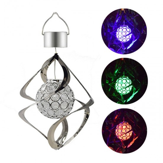 Solar Powered Wind Chimes Light 7 Color Changing LED Garden Hanging Spinner Lamp