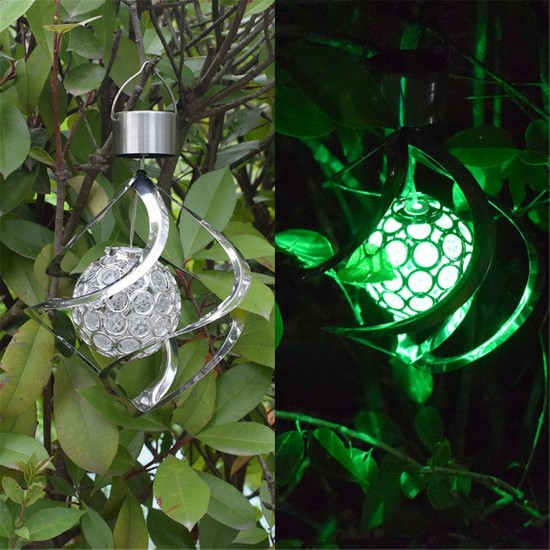 Solar Powered Wind Chimes Light 7 Color Changing LED Garden Hanging Spinner Lamp