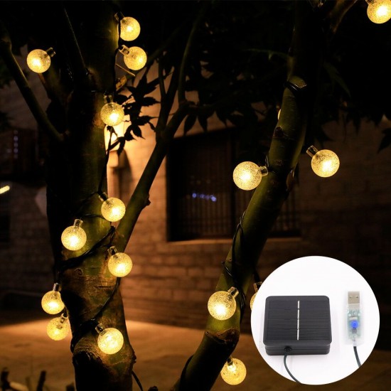 USB + Solar Powered 60 LED String Light Garden Path Yard Decor Lamp Waterproof USB + Solar Powered 60 LED String Light Garden Path Yard Decor Lamp Waterproof