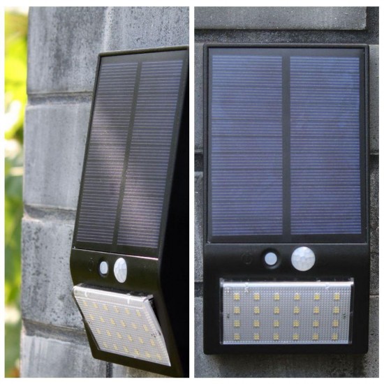 Waterproof IP65 PIR Sensor 24 LED Solar Light White/Black Shade White Light Wall Lamp Outdoor Genden