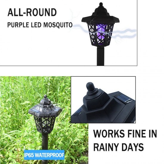 Waterproof Solar Panel LED Mosquito Lamp Light-Control Fly Bug Insect Zapper Killer Trap Light for Outdoor Garden Waterproof Solar Panel LED Mosquito Lamp Light-Control Fly Bug Insect Zapper Killer Trap Light for Outdoor Garden