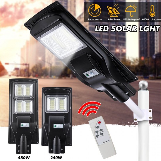 234/468 LED Solar Powered Street Lights Outdoor Remote Control Security Light US