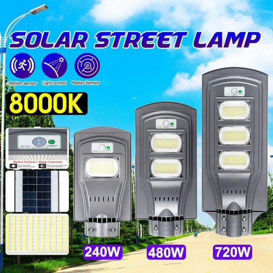 240W 480W 720W LED Street Light Gray Shell 2835 Solar Lamp PIR Motion Radar Sensor Waterproof Garden Lighting
