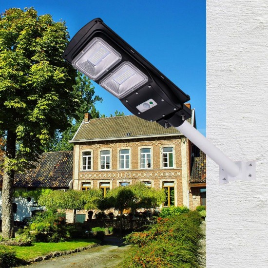 40W 80 LED Solar Powered Wall Street Light PIR Motion Sensor Outdoor Flood Lamp