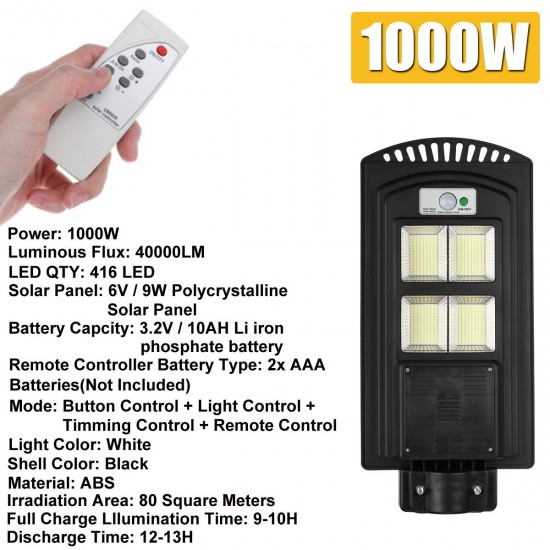 500-2500W 208-624 LED Solar Street Light PIR Motion Sensor Wall Lamp with Remote