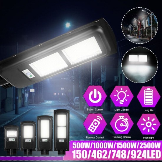 500W 1000W 1500W 2500W 150/462/748/924 LED Solar Power Street Light PIR Motion Sensor Wall Lamp+Remote Control