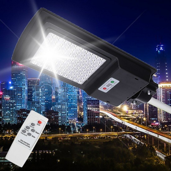 80LED Solar Street Light Radar Sensor + Digital Display + Remote Control Security Wall Lamp Waterproof Outdoor Decor