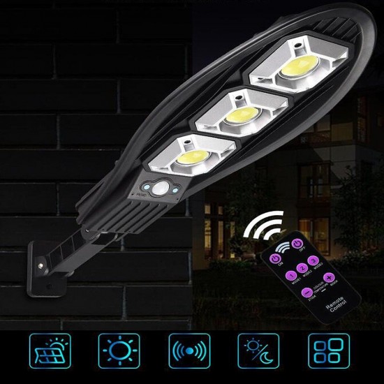 90COB LED Solar Street Wall Light PIR Motion Sensor Outdoor Lamp Control Remote