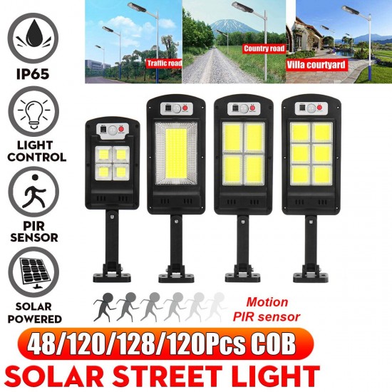 LED Solar COB Light PIR Motion Sensor Induction Wall Street Road Garden Lamp + Remote Control