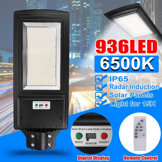 Solar Powered 936LED Street Light Radar Sensor Digital Display Wall Lamp Waterproof Garden Lighting with Remote Control Solar Powered 936LED Street Light Radar Sensor Digital Display Wall Lamp Waterproof Garden Lighting with Remote Control