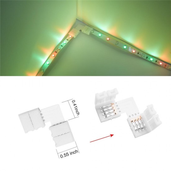 1 Set 5050 4Pin 10MM RGB LED Strip Light Connector Includes More Parts Fixed Clips Screws for DIY