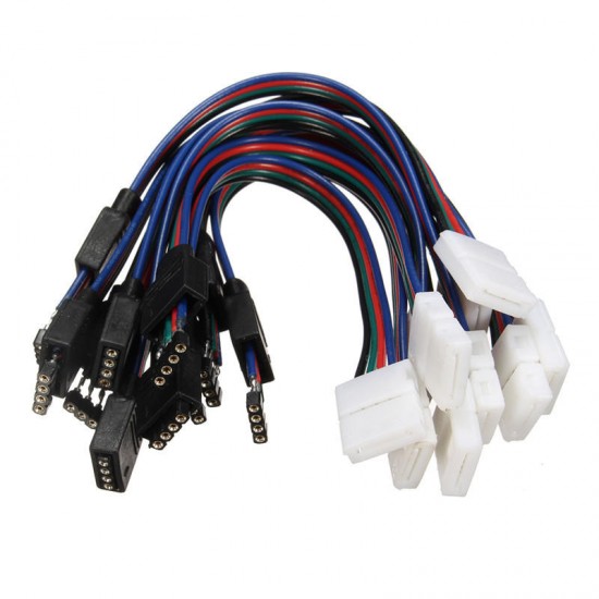 10 PCS 4 Pin 10MM Connector Wire Female Cable For SMD3528/5050 Non-Waterproof RGB LED Strip Light
