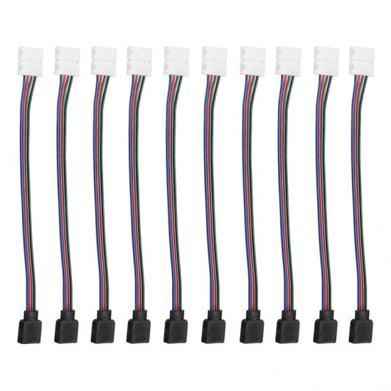 10 PCS 4 Pin 10MM Connector Wire Female Cable For SMD3528/5050 Non-Waterproof RGB LED Strip Light