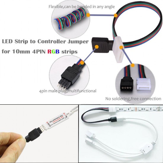 10PCS 10MM 4 Pin Female Or Male Cable Extension Connectors Wire to Power Adaptor for RGB LED Strip Light