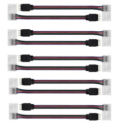 10PCS 10MM 4 Pin Female Or Male Cable Extension Connectors Wire to Power Adaptor for RGB LED Strip Light