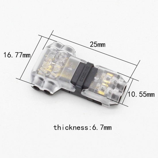 10PCS 2 Pin Transparent T Type Quick Connector No Welding Wire Terminal Block for LED Strip Light