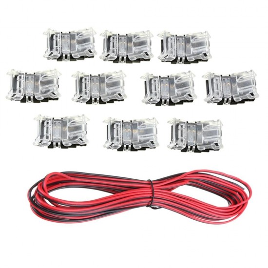 10PCS 2Pin 10mm Connector + 5M Extension Cable Wire for Single Color LED Strip Light