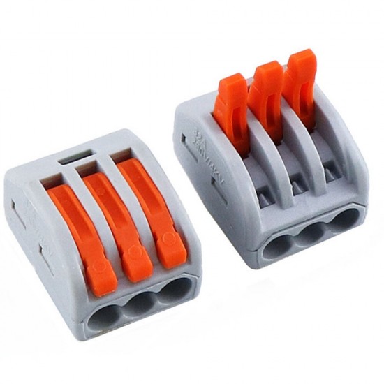 10PCS 3Pin PCT-213 Colorful Mini Fast Wire Connectors Universal Compact Wiring Push-in Terminal Block