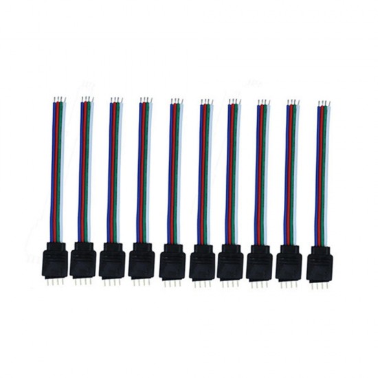 10PCS 4 Pin Male Connector Cable Wire For 10MM RGB SMD5050 LED Flexible Strip Light