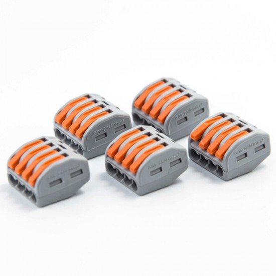 10PCS 4Pin PCT-214 Orange Blue Mini Fast Wire Connectors Universal Compact Wiring Push-in Terminal Block Box Kit