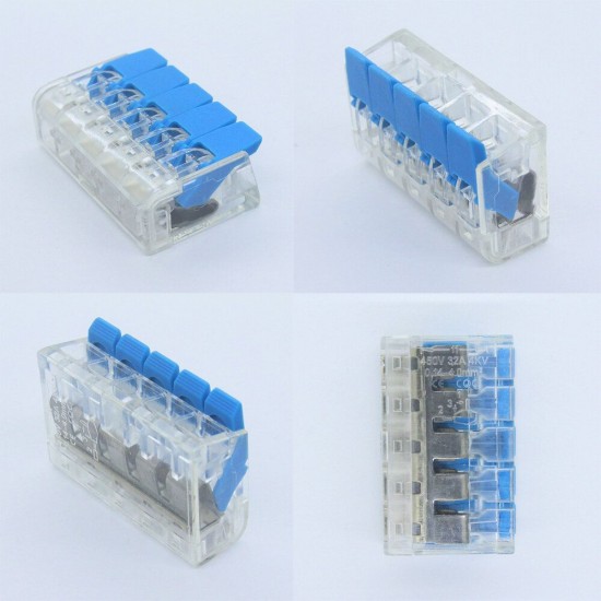 10PCS 5Pin Wire Connector Transparent Mini Quick Universal Compact Terminal Block House Line End