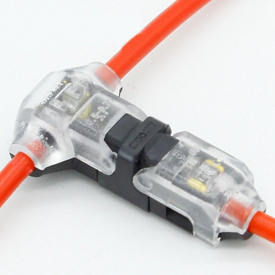 10PCS Transparent T Type Single Wire Cable Connector Terminal Crimp Lock Quick
