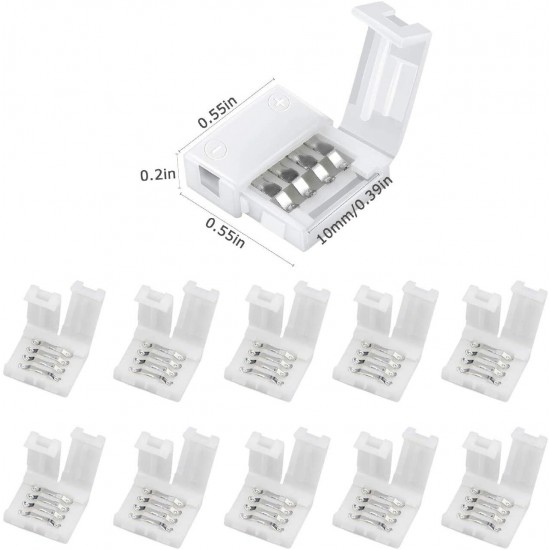 10Pcs LED Strip Lights with RGBW Solder-free Quick Connector 5pin 10mm Buckle Bayonet Clip Accessories