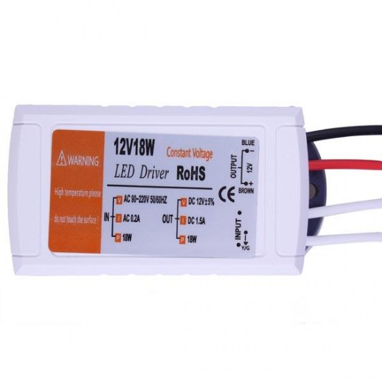 12V 18W LED Driver Power Supply Driver AC 90-220V