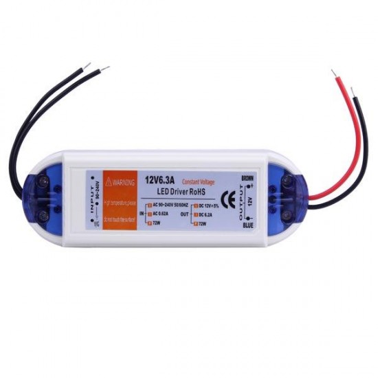 12V 72W LED Power Supply Driver Transformer Adapter AC 90-240V