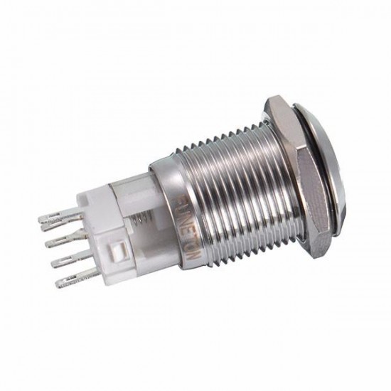 16MM 6V/12V/24V/110V/220V Waterproof Self Reset Stainless Steel Metal Button Switch With White LED Light