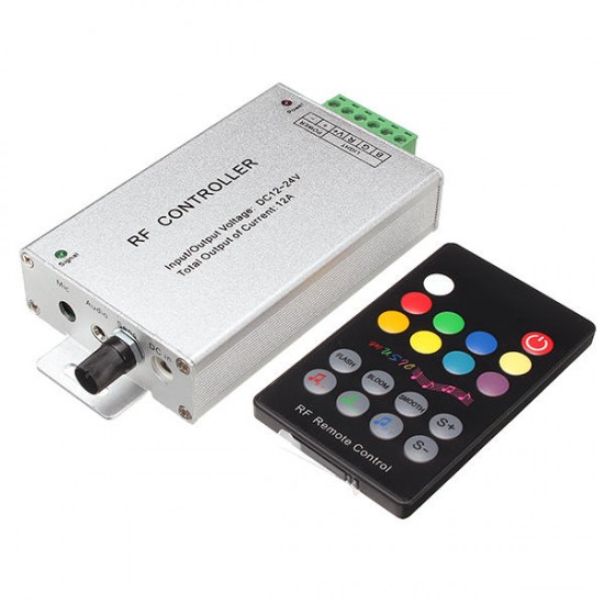 18 Key Music Audio Controller 3 Channel 12A RF Wireless Remote DC12V-24V For RGB Strip Light