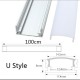 1M U/V/YW Shape Aluminum Channel Holder For LED Strip Light Bar Under Cabinet Lamp