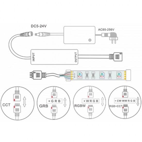 28Keys RF Mini Remote Control RGB+CCT Constant Current LED Strip Controller for Indoor Lights DC5-24V