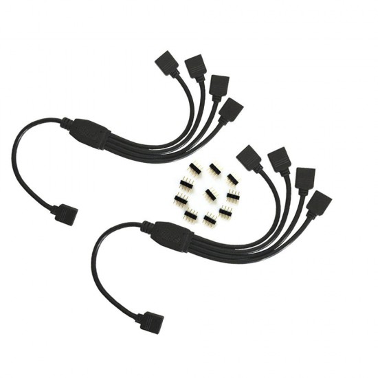 2PCS 1 to 4 Female Splitter Extension Cable with 10PCS 4 Pin Connector for 3528 5050 RGB LED Strip Light 2PCS 1 to 4 Female Splitter Extension Cable with 10PCS 4 Pin Connector for 3528 5050 RGB LED Strip Light