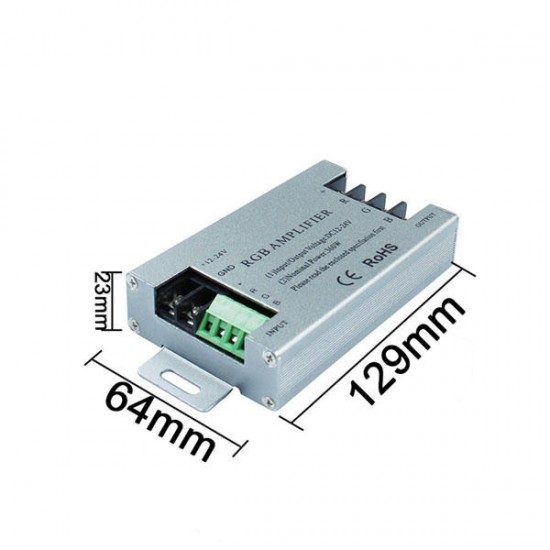 360W Aluminum RGB LED Amplifier Controller For RGB 5050 3528 Strip Light DC12-24V