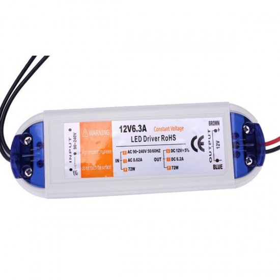 3X 12V 72W LED Driver Power Supply Driver AC 90-240V