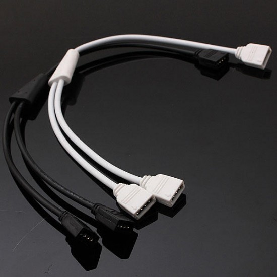 4 Pin 1 to 2 Flexible LED Connector Cable Splitter For RGB Strip Light DC12V 4 Pin 1 to 2 Flexible LED Connector Cable Splitter For RGB Strip Light DC12V