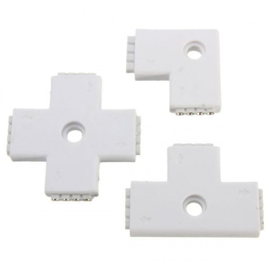 4 Pin LED Connector L/+/T Shape Connection for RGB LED Strip Light DC 12V