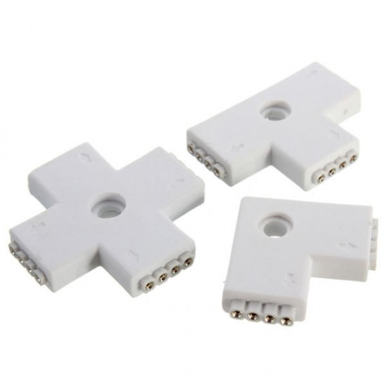 4 Pin LED Connector L/+/T Shape Connection for RGB LED Strip Light DC 12V