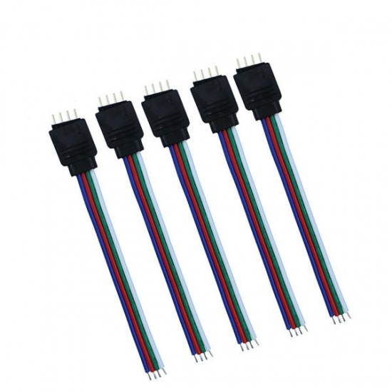 4 Pin Male Connector Cable Wire For 10MM RGB SMD5050 LED Flexible Strip Light