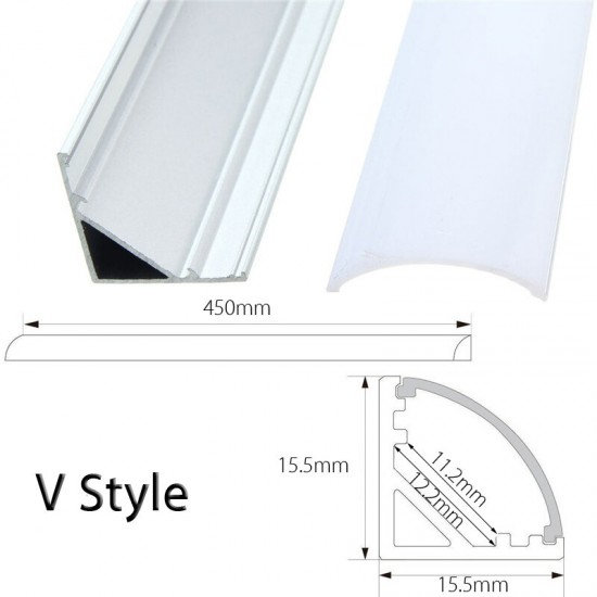 45cm U/V/YW Style Aluminium Channel Holder for LED Strip Light Bar Cabinet Lamp