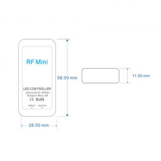 5.5*2.1mm Connector Wireless Remote Control RF LED Dimmer Controller for Single Color Strip Light DC5V-24V