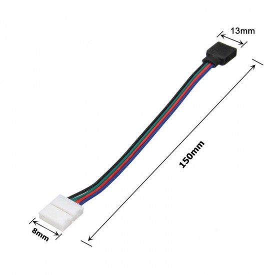 8MM 4 Pin Female Connector No Soldering Cable for 3528 5050 RGB LED Strip Light
