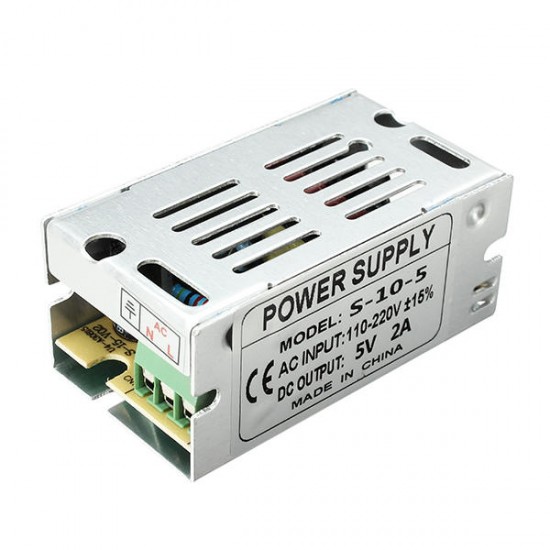 AC 110-220V To DC 5V 2A 10W Driver Switch Power Supply Transformer For LED Strip Light