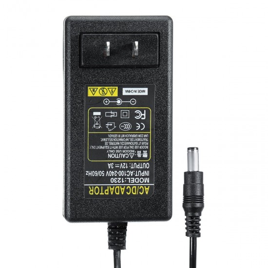 AC100-240V to DC12V 3A 36W US Plug Power Supply Adapter for LED Strip Light Cabinet Lamp 5.5*2.1mm AC100-240V to DC12V 3A 36W US Plug Power Supply Adapter for LED Strip Light Cabinet Lamp 5.5*2.1mm