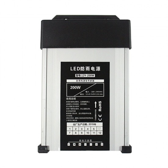 AC180-240V To DC12V 200W 300W 400W LED Driver Waterproof Lighting Transformer Outdoor Rainproof Power Supply